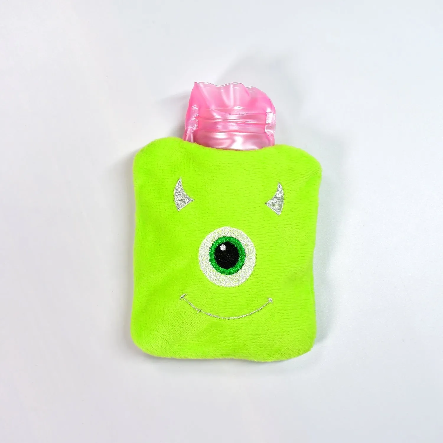 Green One-Eyed Monster Print Small Hot Water Bag with Cover for Pain Relief