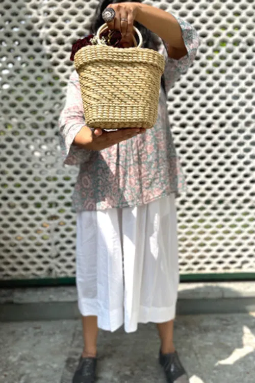 Handcrafted Mini Bucket Bag With Cane Handles