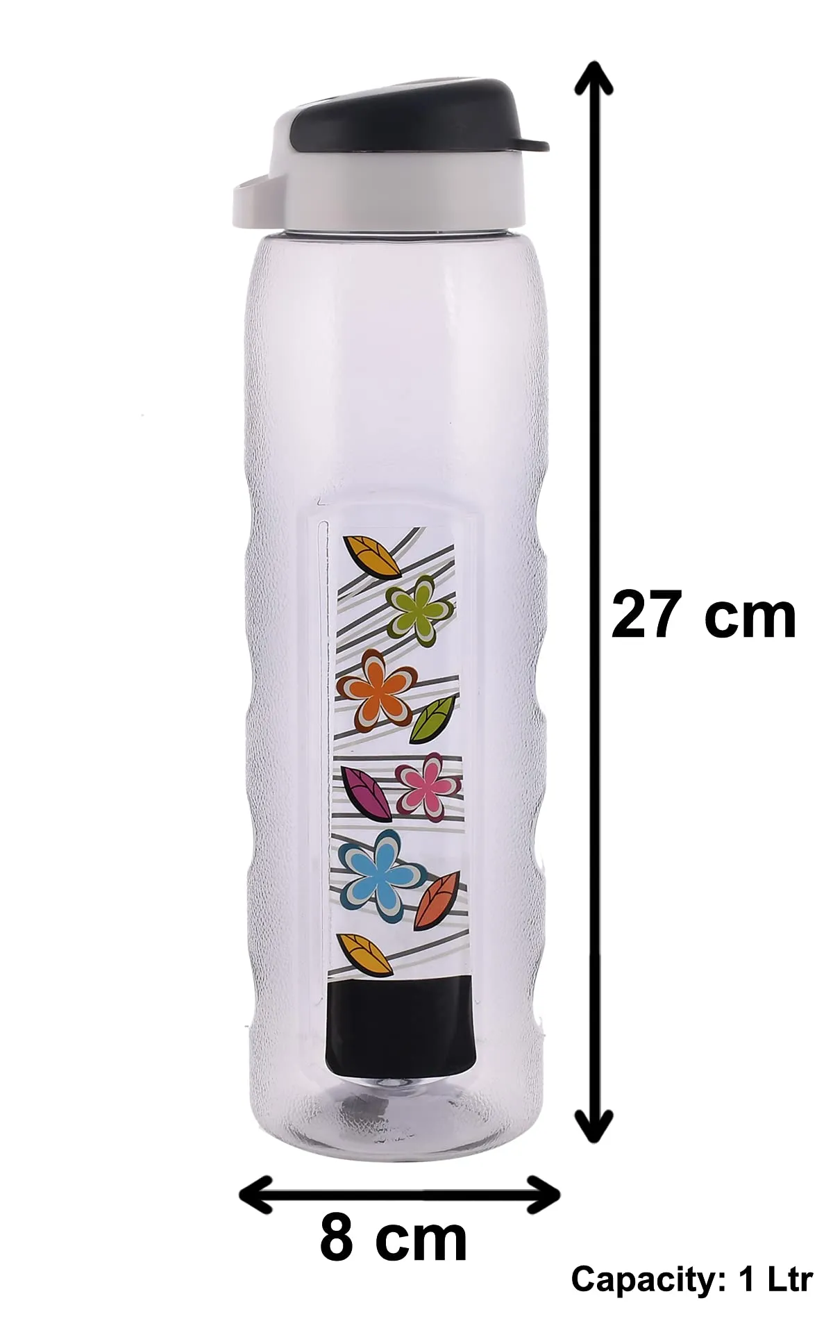 Heart Home Plastic Water Bottle With Sipper- 1 Litre, Pack of 3 (Black)