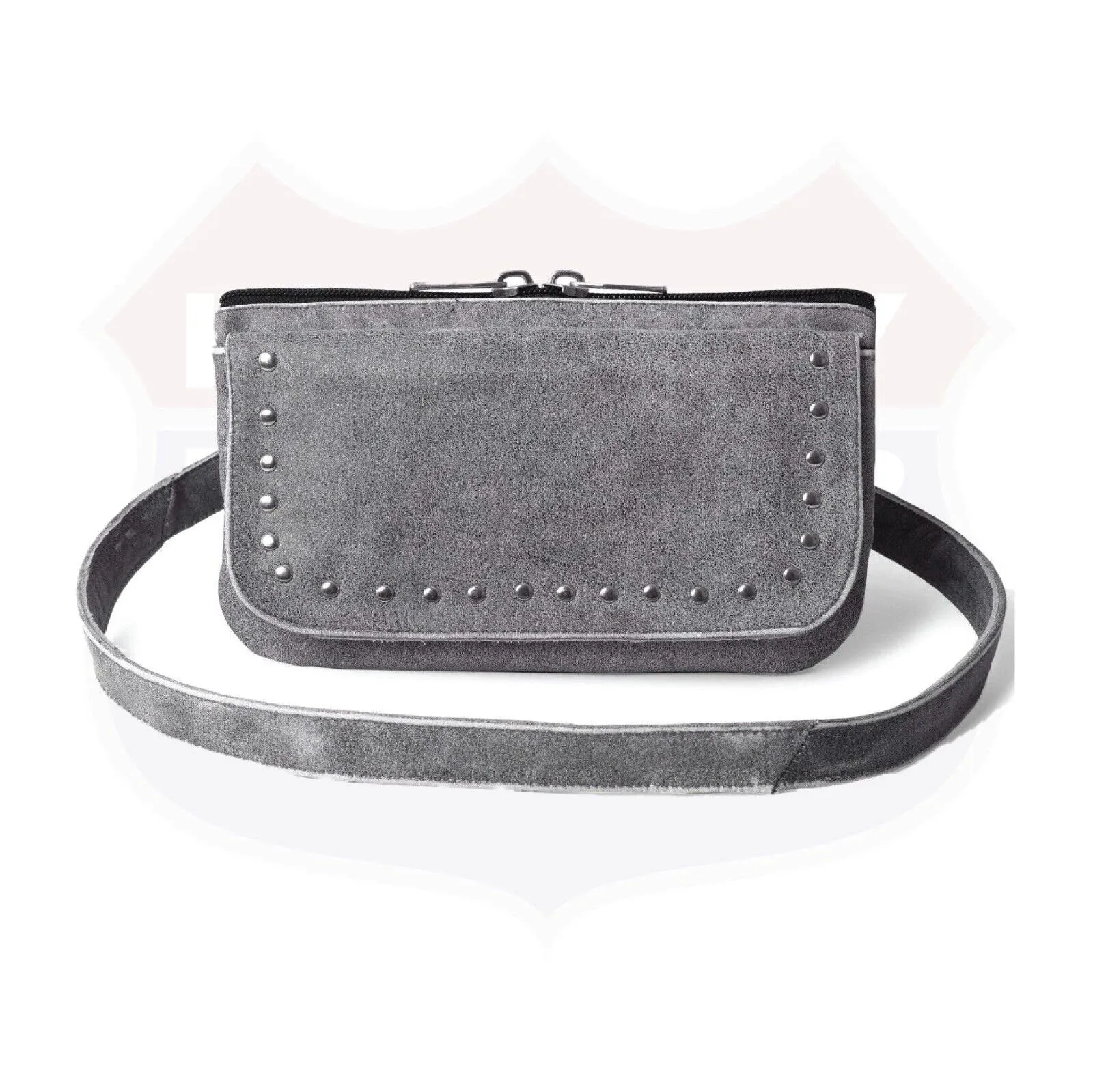 HL80151GRAY Stud Leather Hip Clip Purse Bag Women Grey Waist Bag Fanny Pack Motorcycle GRAY