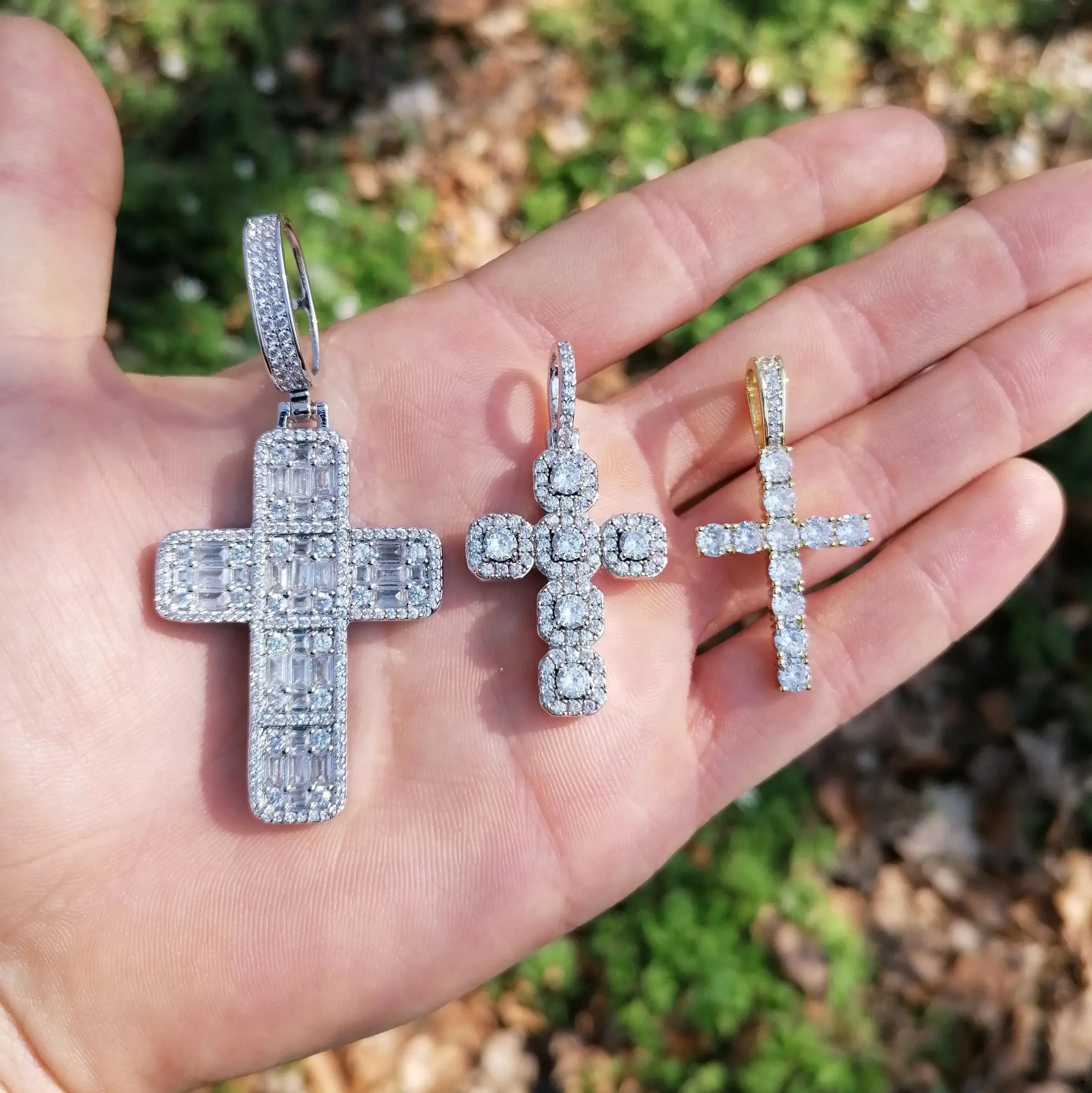 Iced Tennis Cross Pendant