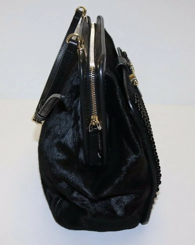 Jason Wu Daphne Studded Black Calf Hair Shoulder Bag