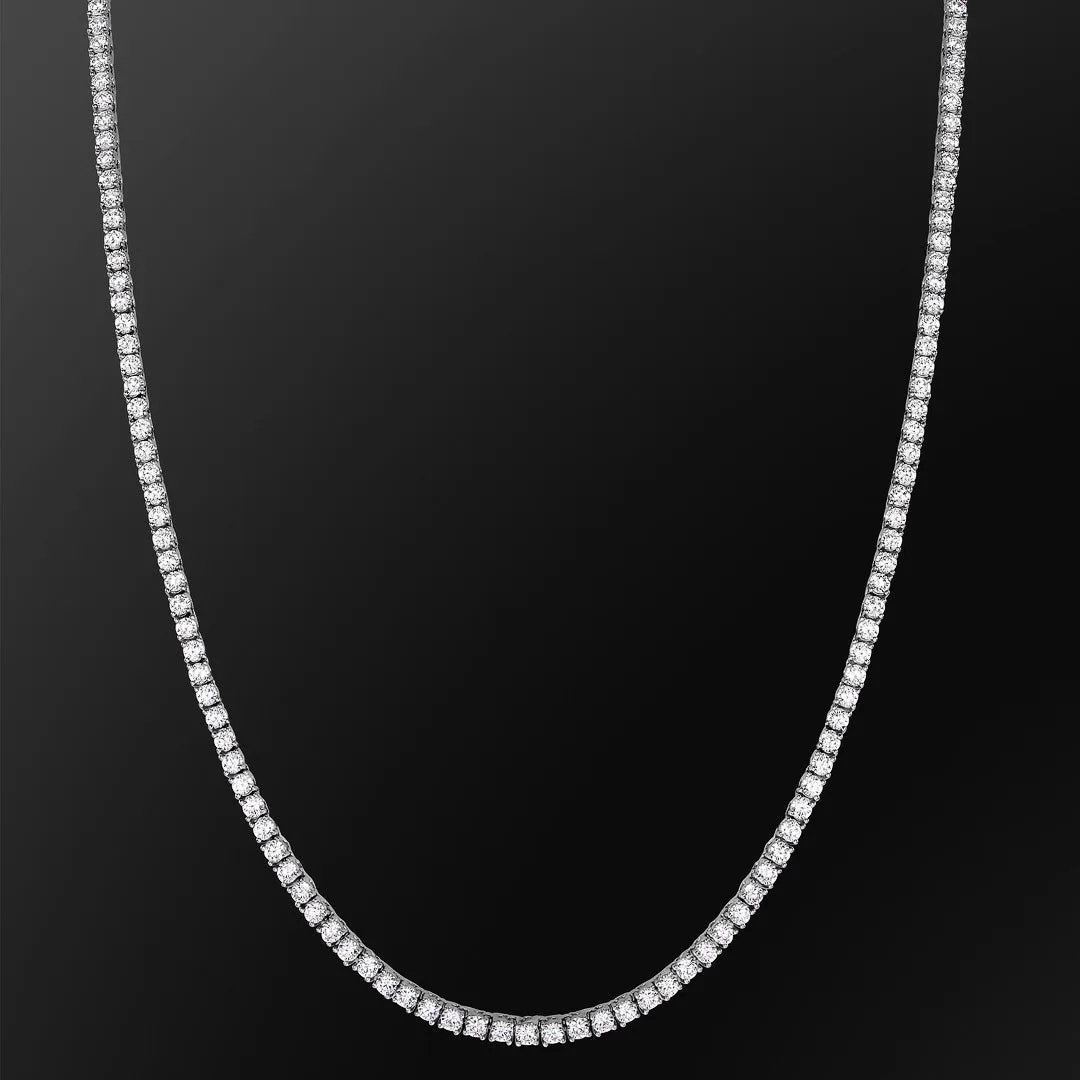 KRKC 3mm CZ Diamond Mens Tennis Chain and Bracelet Set in White Gold