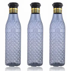 Kuber Industries Water Bottle | Plastic Water Bottle for Fridge | Water Bottle for Kitchen | Ideal for Restaurant | Water Bottle for Refrigerator | Crystal Bingo Bottle | 1 LTR | Pack of 3 | Black