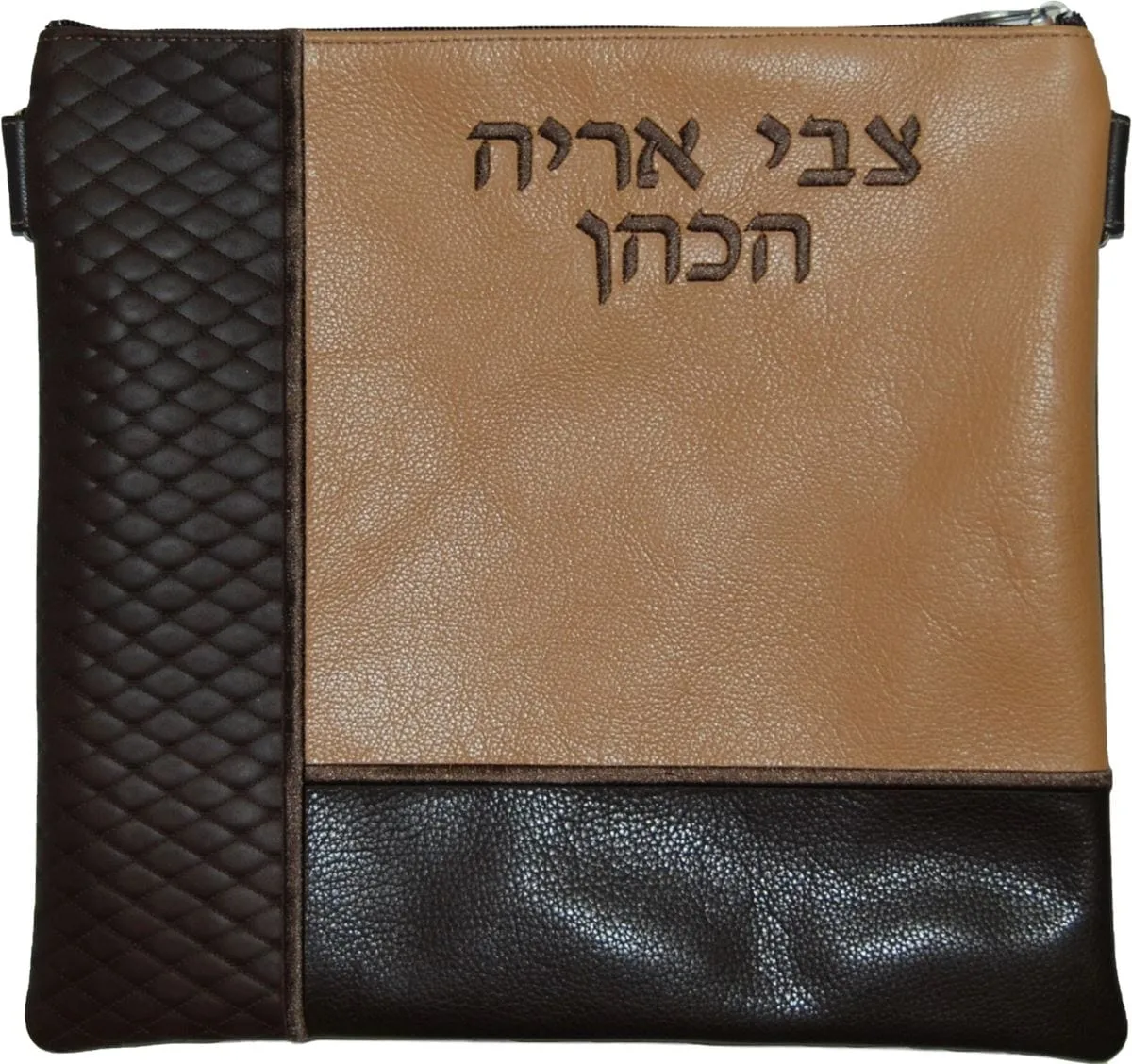 Leather Tallis and Tefillin bag 3 colors with connecting stitch 720F-LB