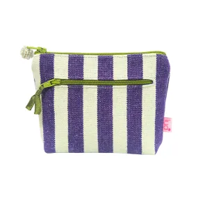 Lua Cotton 2 Zip Mini Purse - Seaside Stripe Purple