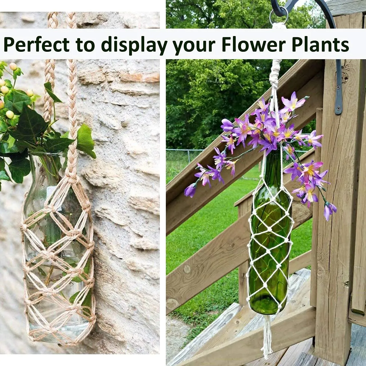 Macrame bottle plant hanger