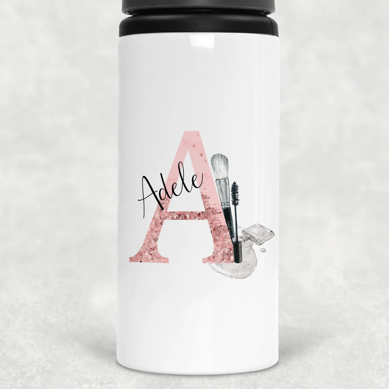 Make Up Alphabet Personalised Straw Aluminium Water Bottle 600ml