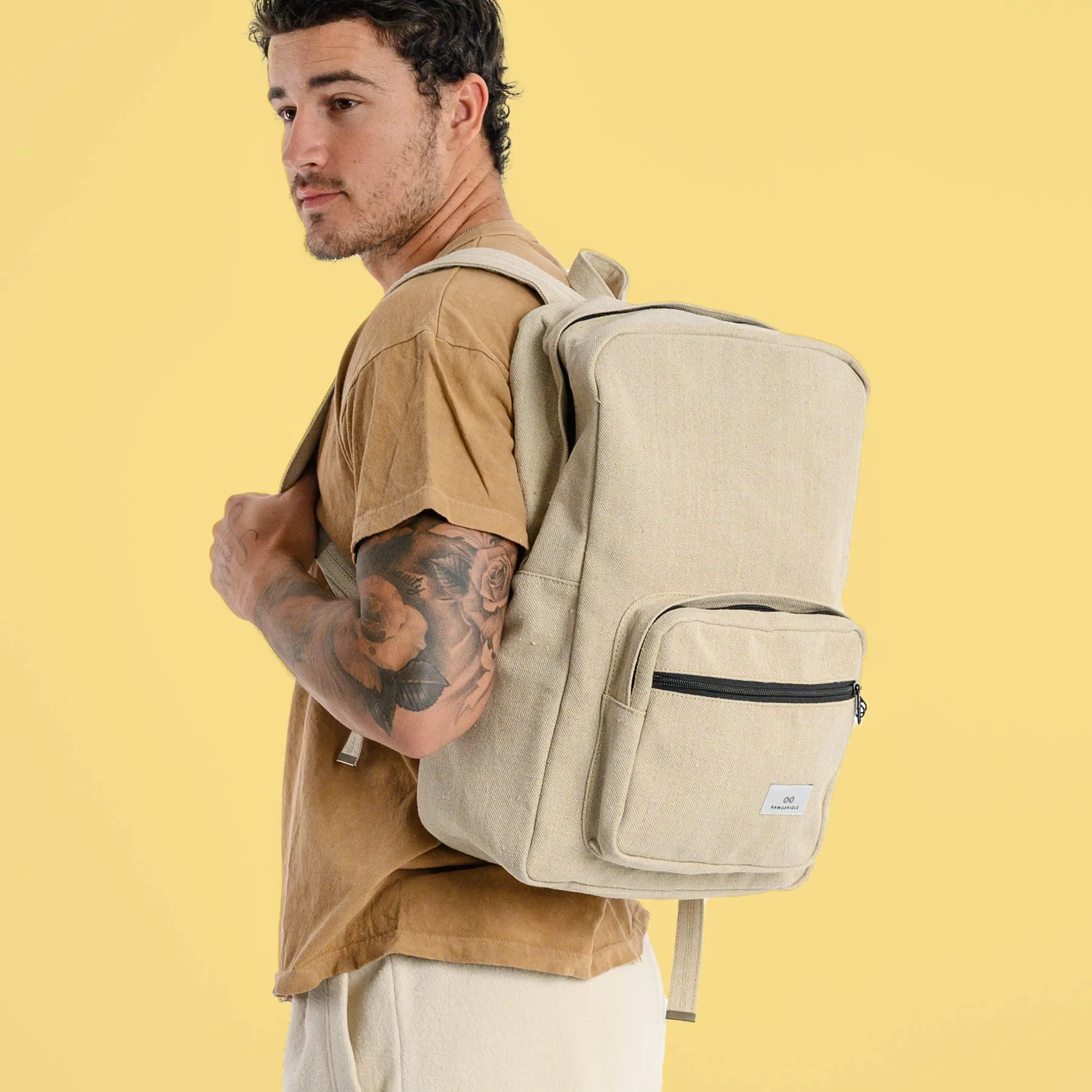 MASSACHUSETTS 100% Organic Hemp Stiff Canvas Backpack With Luggage Handle Pocket Sleeve (17x11x6)