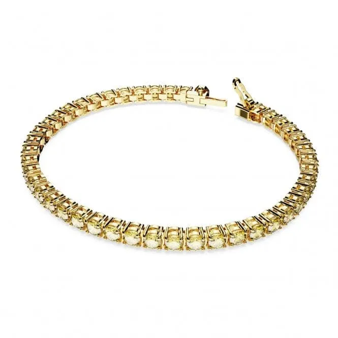 Matrix Gold-Tone Plated Yellow Round Cut Tennis Bracelet