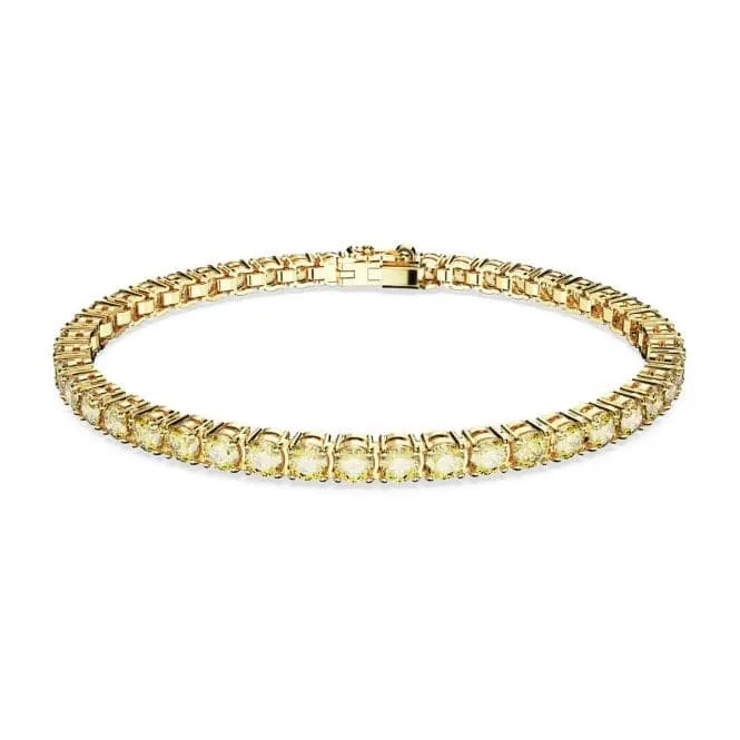 Matrix Gold-Tone Plated Yellow Round Cut Tennis Bracelet