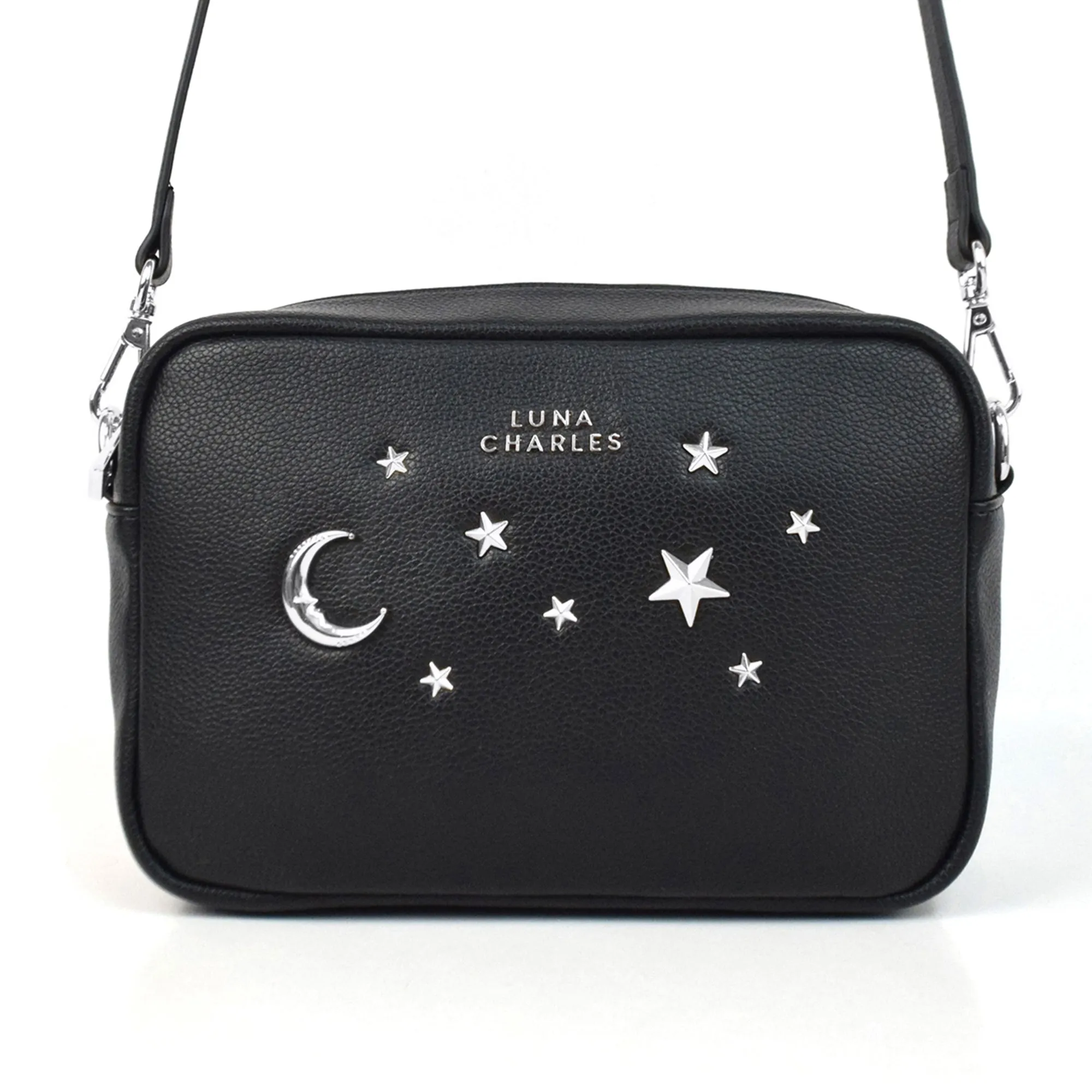 Maya Star Studded Crossbody Bag - Black & Silver