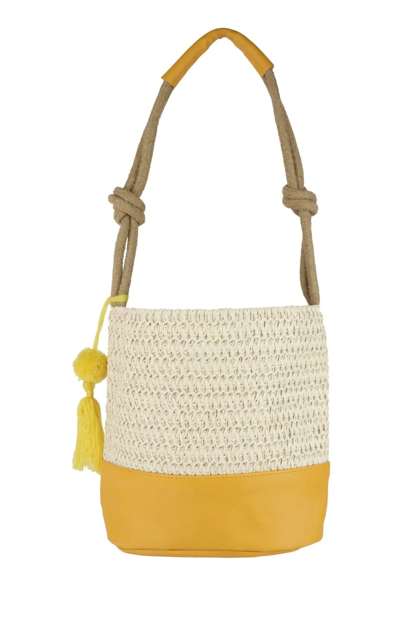 MB0209 Cora Straw Bucket Bag With Tassel