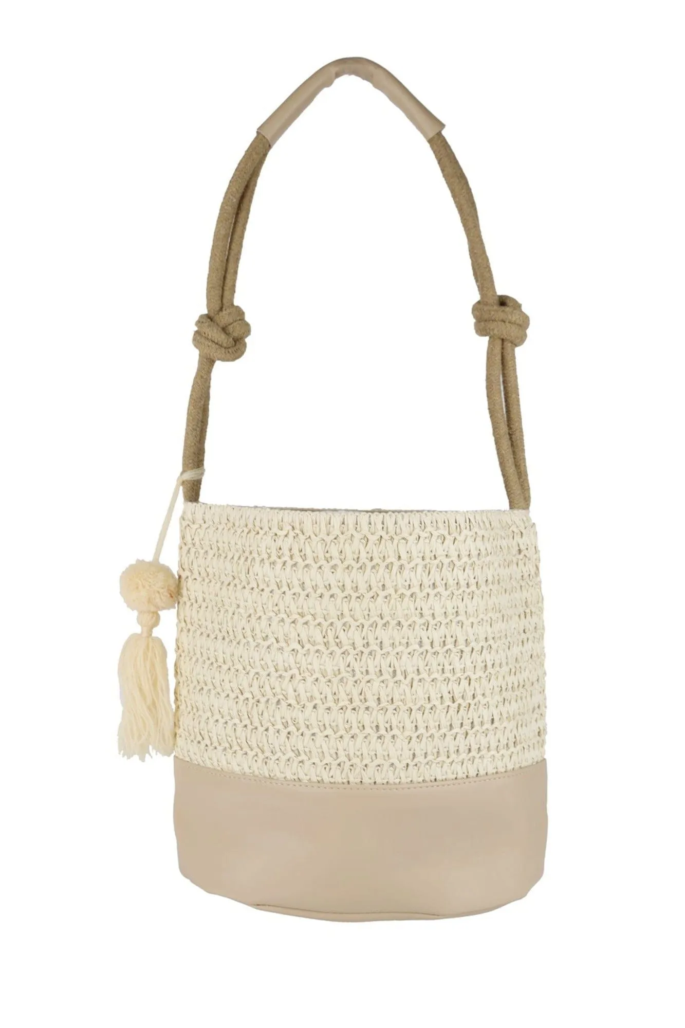 MB0209 Cora Straw Bucket Bag With Tassel