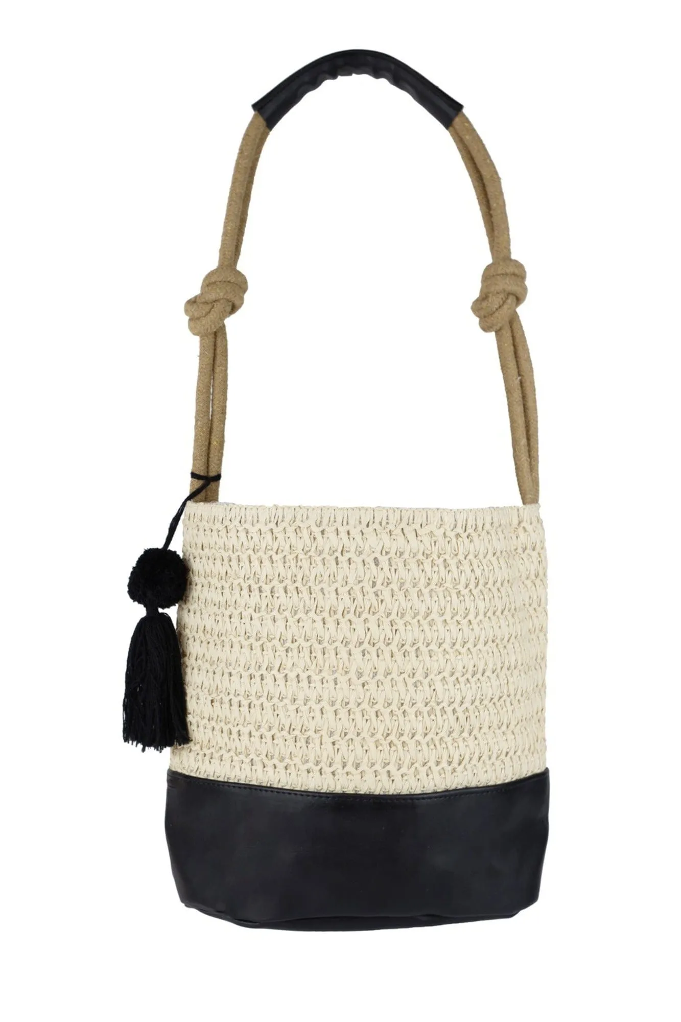 MB0209 Cora Straw Bucket Bag With Tassel