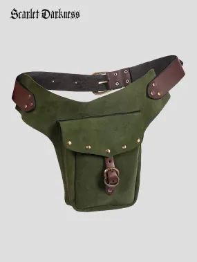 Medieval Vikings Functional Studded Suede Waist Bag