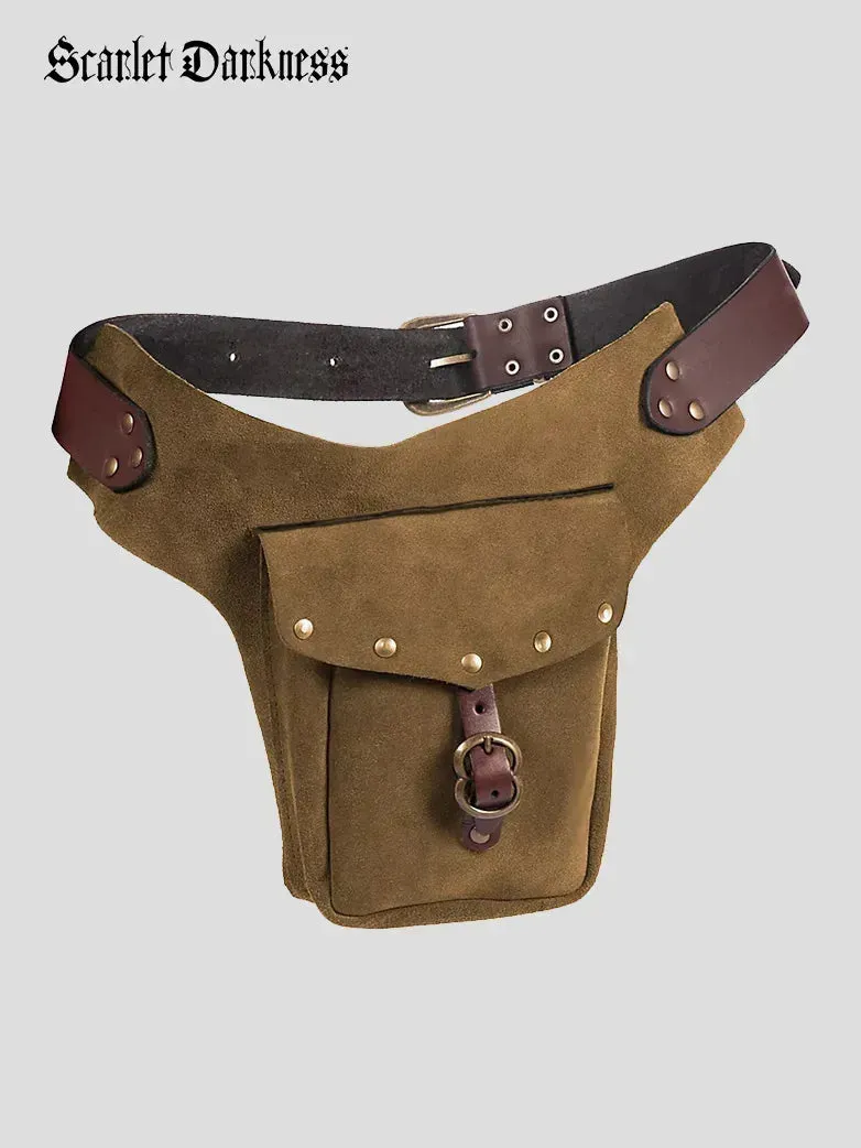 Medieval Vikings Functional Studded Suede Waist Bag