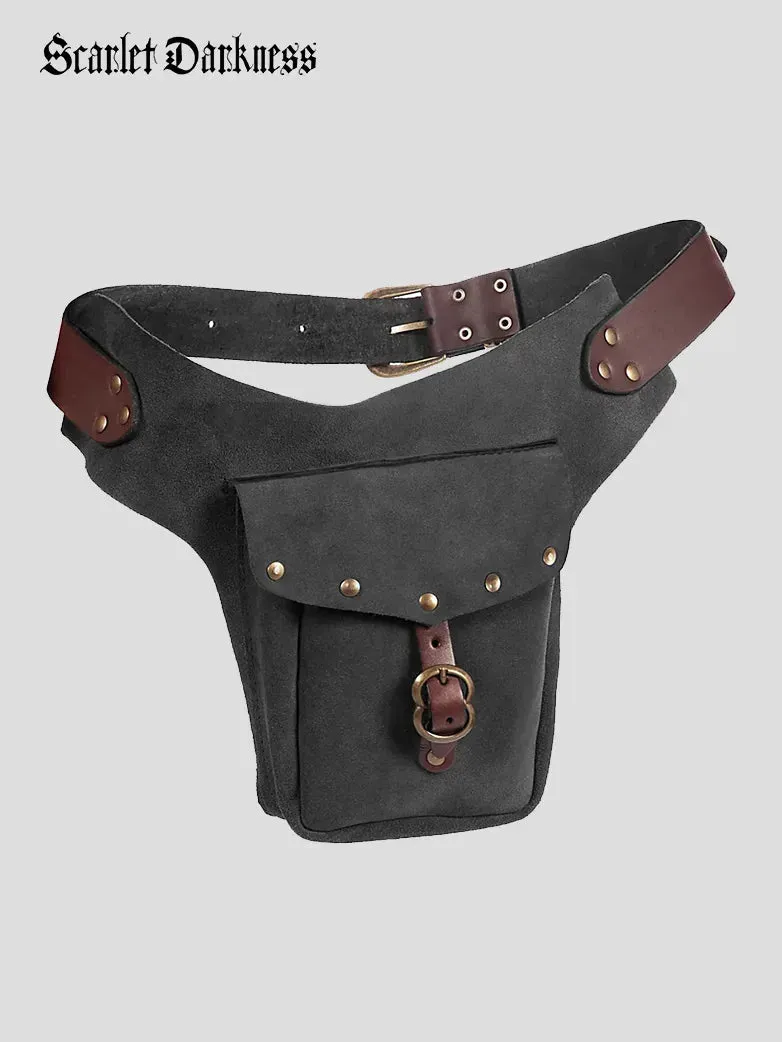 Medieval Vikings Functional Studded Suede Waist Bag