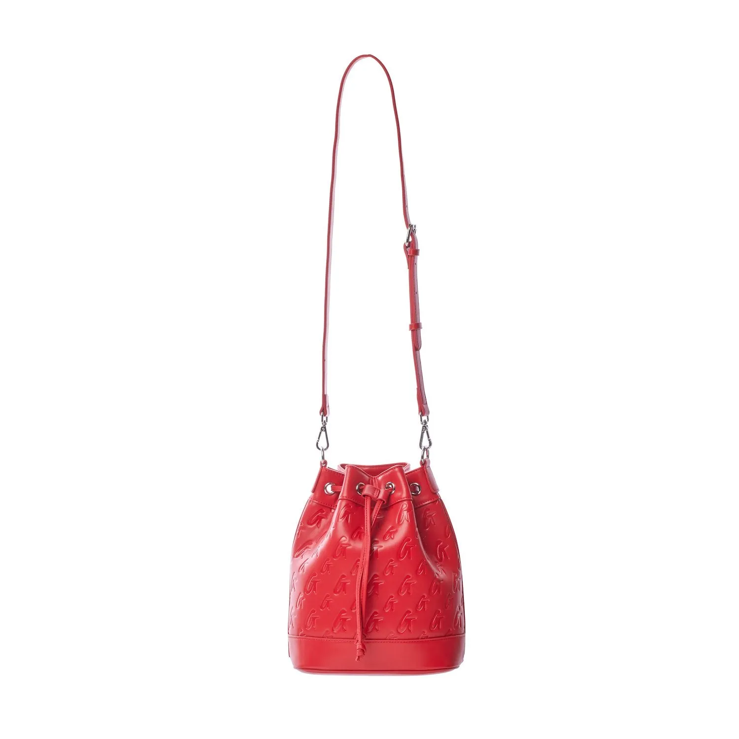 MEDIUM MONOGRAM BUCKET BAG - RED