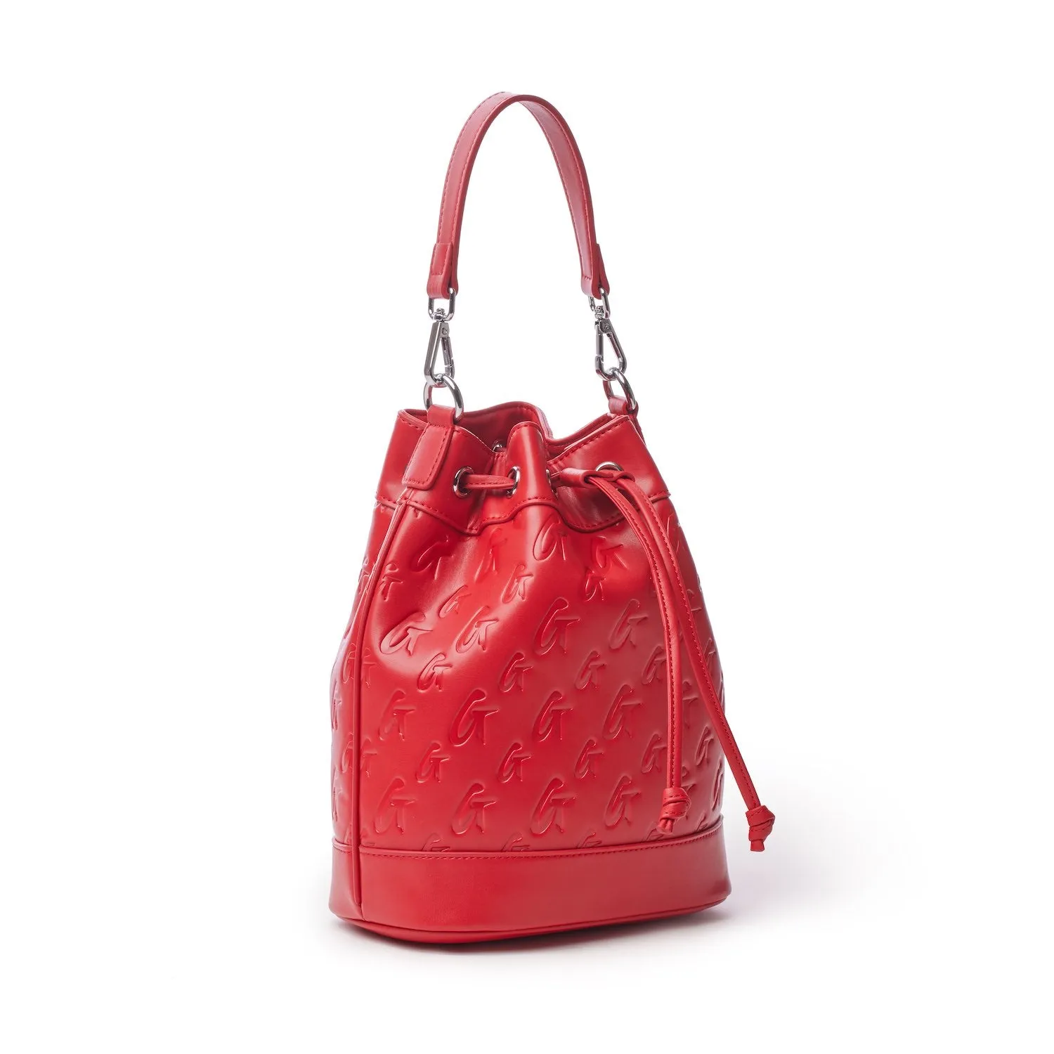 MEDIUM MONOGRAM BUCKET BAG - RED