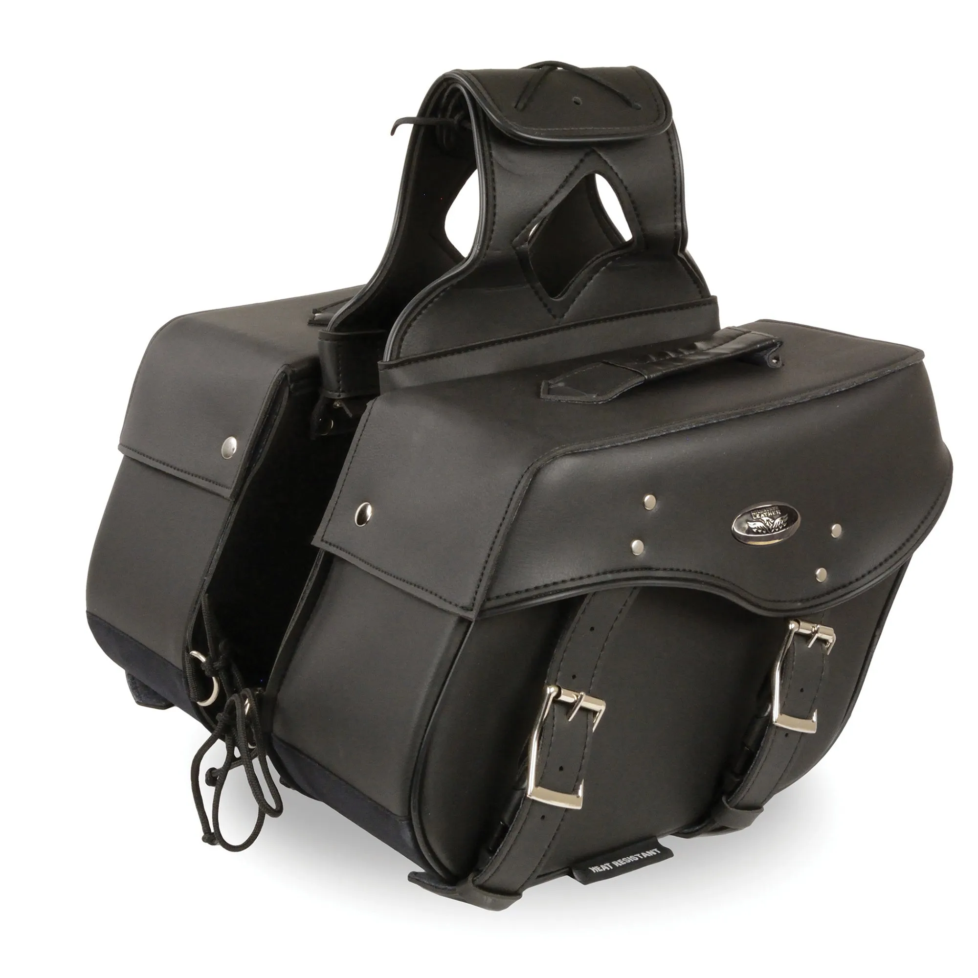 Medium Zip-Off PVC Studded Throw Over Saddle Bag (13X10X6X19)