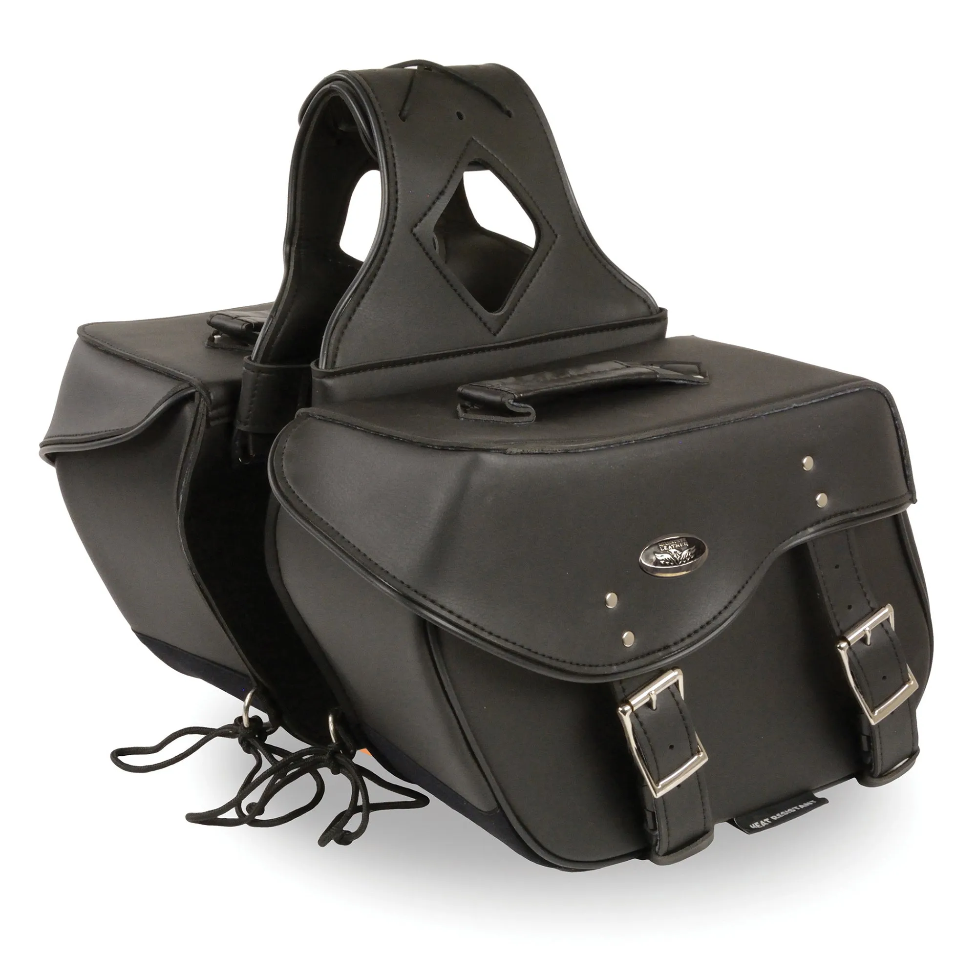 Medium Zip-Off PVC Studded Throw Over Saddle Bag (13X10X6X19)