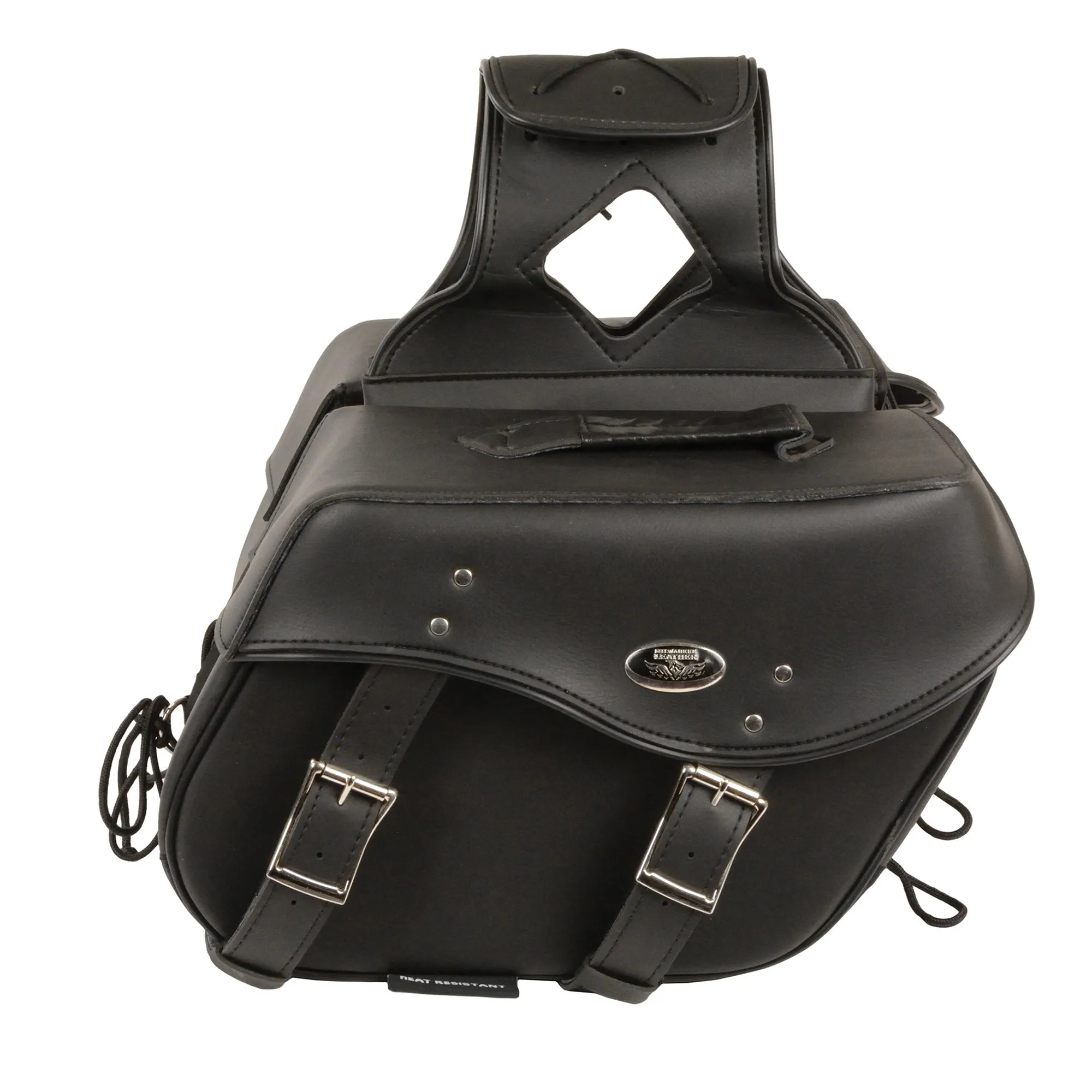 Medium Zip-Off PVC Studded Throw Over Saddle Bag (13X10X6X19)