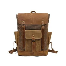 Men Retro Vintage Canvas Leather Backpack Sports Climbing Bag Travel Anti-theft Backpack