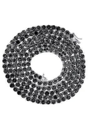 Mens Black Diamond Tennis Chain