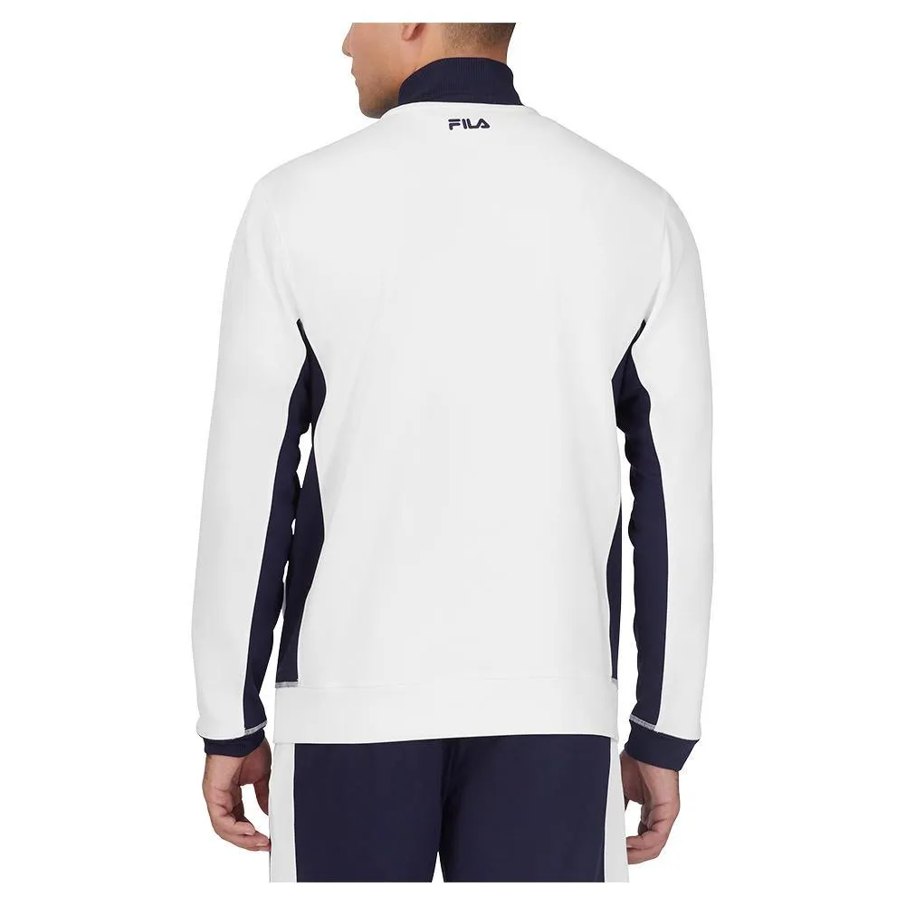 Men`s Groundbreaker Long Sleeve 1/4 Zip Tennis Top White and Navy