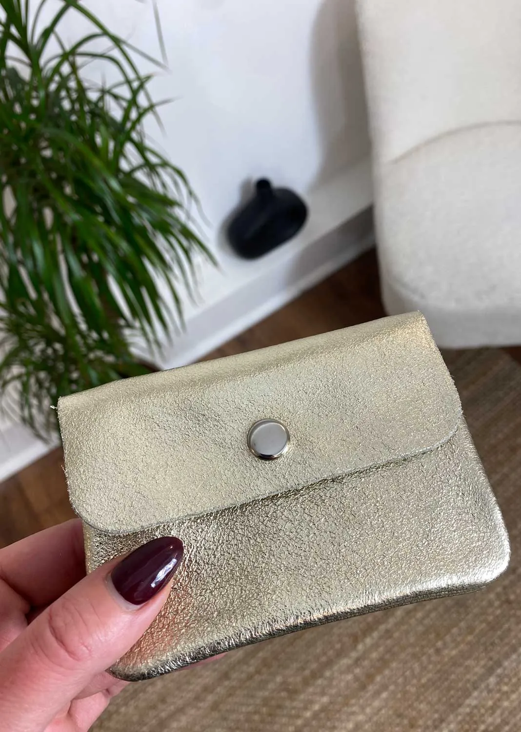 Metallic Small Leather Purse