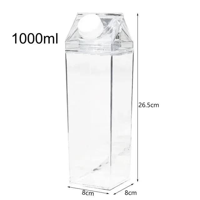 Milk Carton Water Bottle Plastic Square Transparent Drink Storage