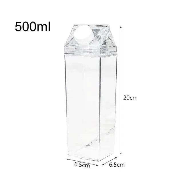 Milk Carton Water Bottle Plastic Square Transparent Drink Storage