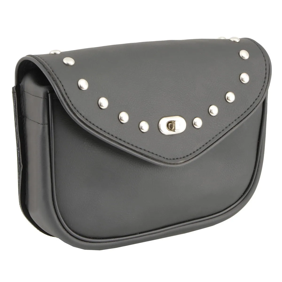 Milwaukee Leather SH633 Black PVC Extra Large 'Studded' Motorcycle Windshield Bag with Turn Lock