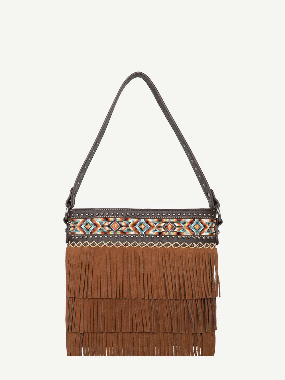 Montana West Embroidered Aztec Fringe Concealed Carry Hobo