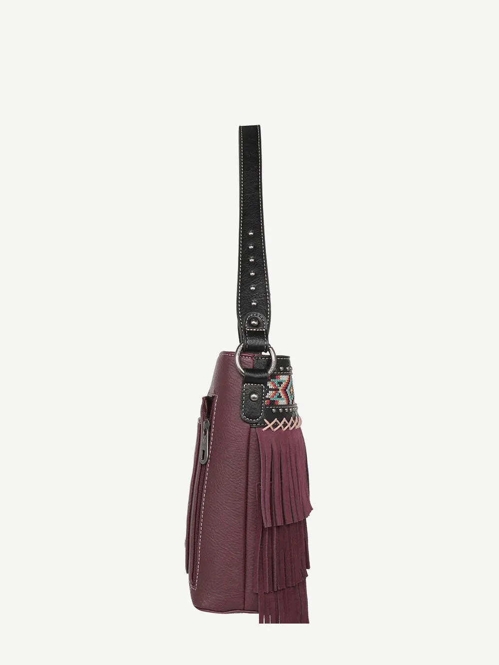 Montana West Embroidered Aztec Fringe Concealed Carry Hobo