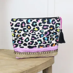 Multicolour animal print cotton travel pouch