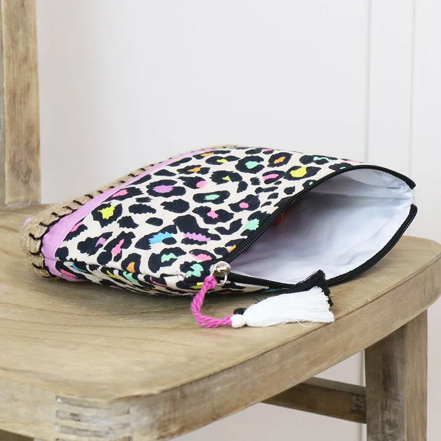 Multicolour animal print cotton travel pouch