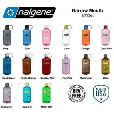 Nalgene 32oz BPA Free Narrow Mouth Water Bottle (1,000ml)