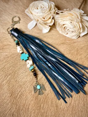 Navy w/Turquoise & Thunderbird - Purse Tassel