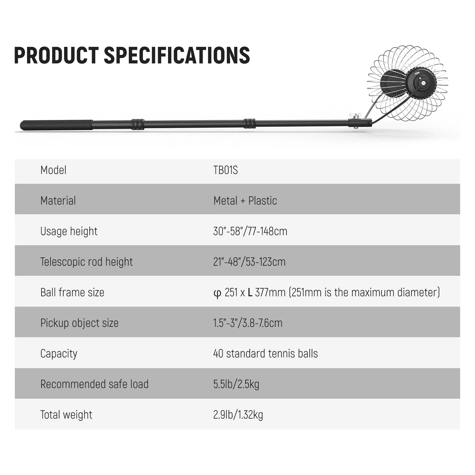 NEEWER TB01S Tennis Ball Collector Roller