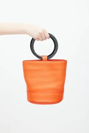 Orange & Black Leather Bonsai Bucket Bag