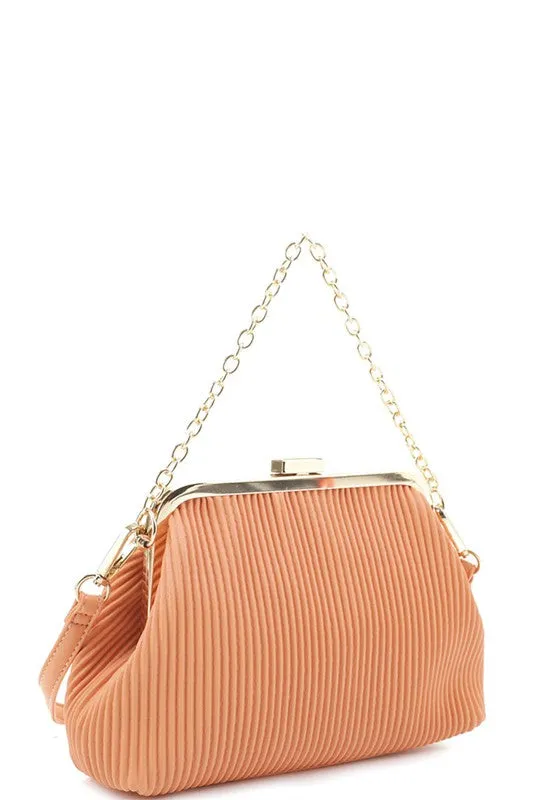 Orange Fashion Line Pattern Smooth Crossbody Bag