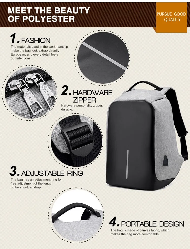 Original Anti-Theft Backpack With USB Charging