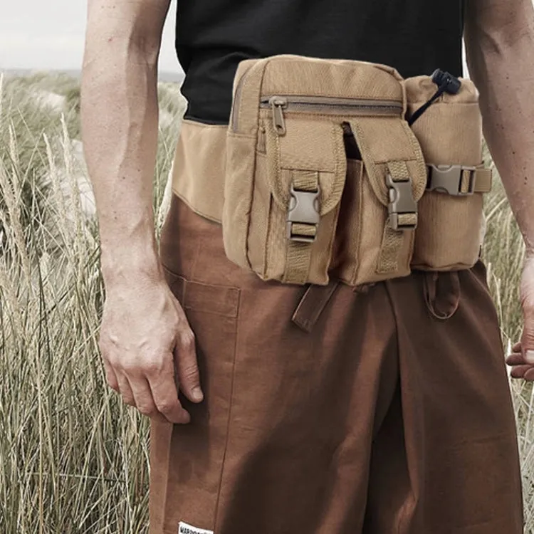 Outdoor Waist Bag with Water Bottle Pouch(Khaki)