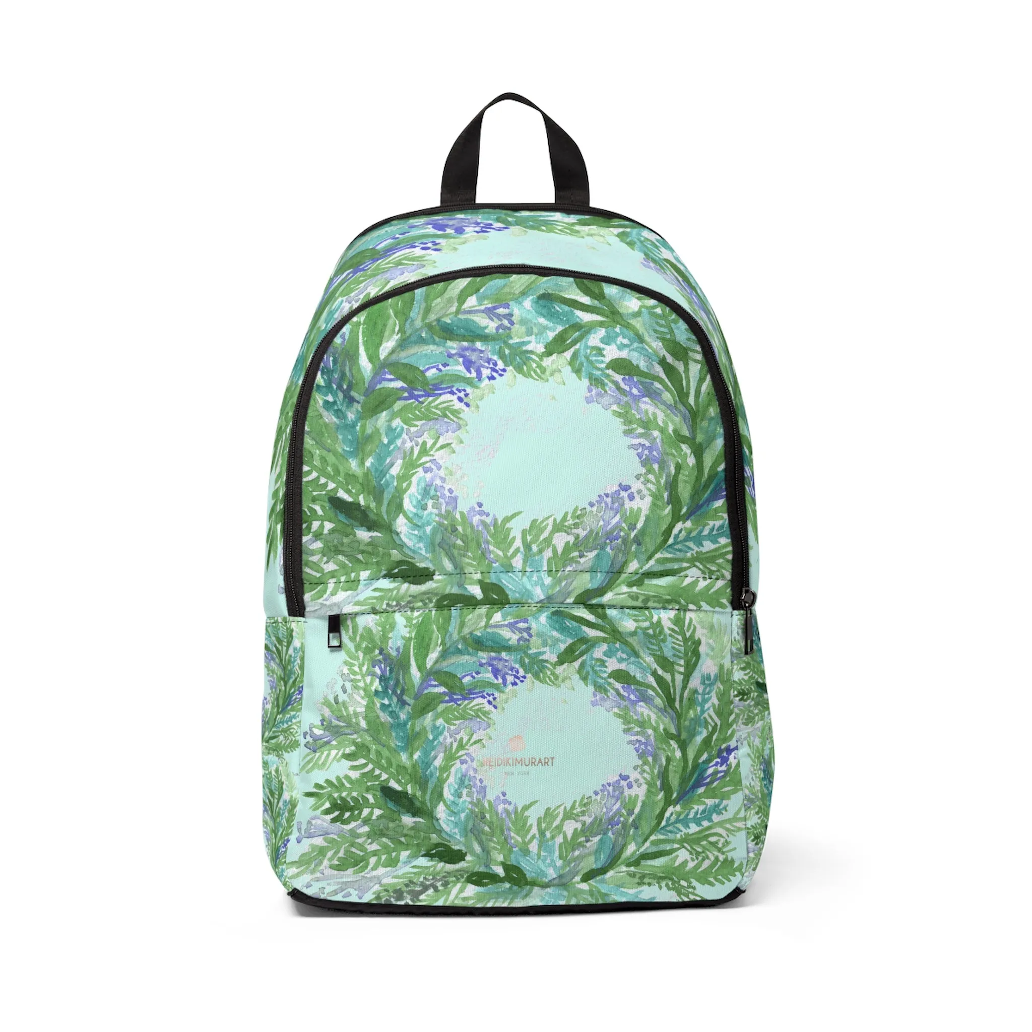 Pastel Lavender School Bag, Best Blue Purple Lavender Floral Print Designer Unisex Fabric Backpack