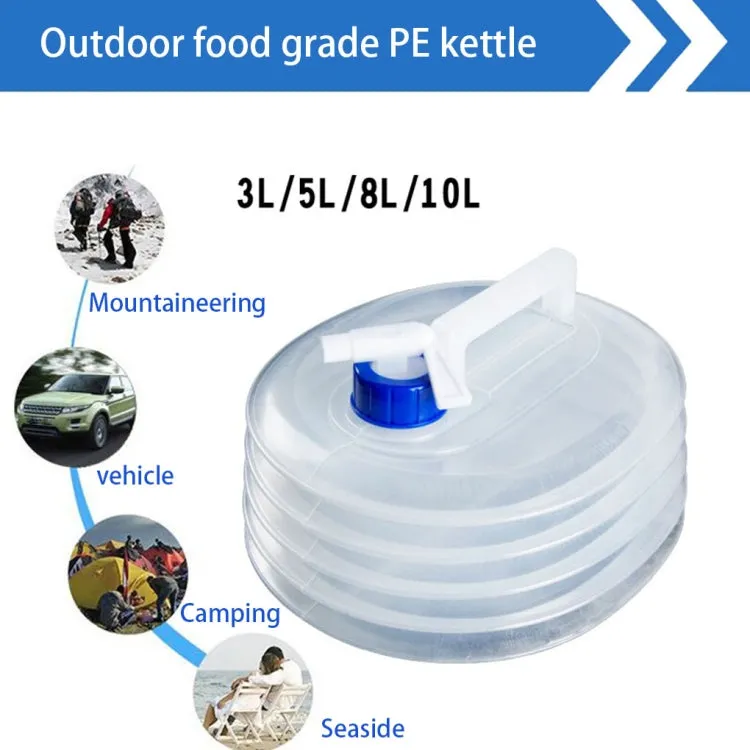 PE Folding Water Bag Shrink Bucket Outdoor Portable Water Bottle, Capacity: 3L(Blue Cover)