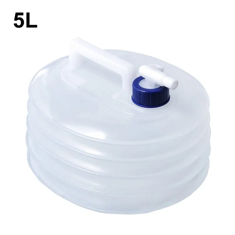 PE Folding Water Bag Shrink Bucket Outdoor Portable Water Bottle, Capacity: 5L(Blue Cover)