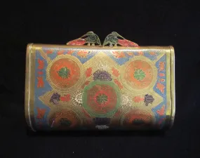 Peacock Pillow Purse 1940s Brass Clutch Shoulder Handbag