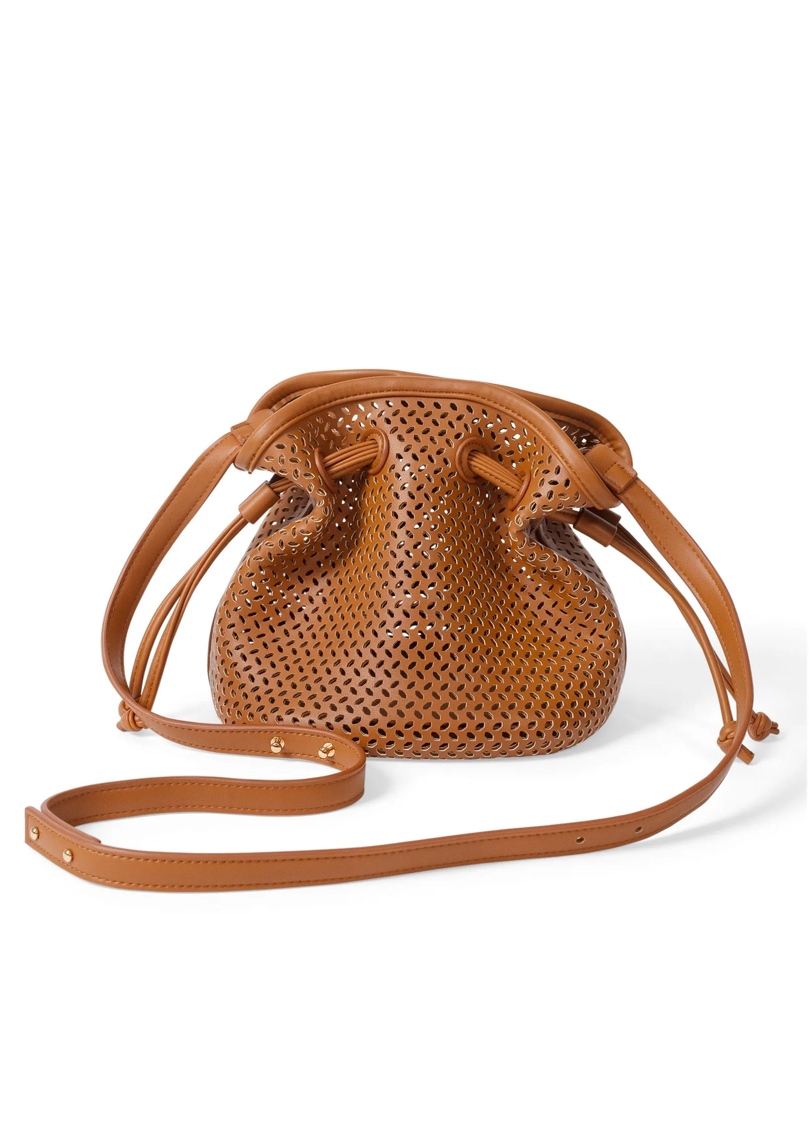 Perforated Handbag - Cognac